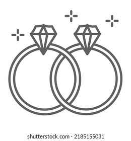 Hermosos anillos de boda con diamantes reales, icono web de internet, diseños planos de joyería, diseños planos simples, también adecuados para logotipos minimalistas, iconos vectores de estilo negro de alta calidad