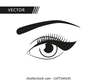 Beutiful woman eye vector. Eyes makeup. Winged eyeliner makeup