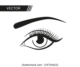 Beutiful woman eye vector. Winged eyeliner makeup