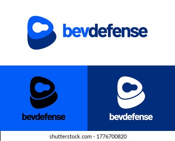 Bev Defense logo design with flat style. Representing defense, lock, protection, security, etc. This logo is suitable for mobile apps, security services, and technology companies.