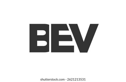 BEV logo design template with strong and modern bold text. Initial based vector logotype featuring simple and minimal typography. Trendy company identity ideal for businesses brand presence.