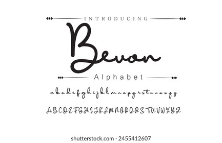 Bevan Signature Font Calligraphy Logotype Script Brush Font Type Font lettering handwritten