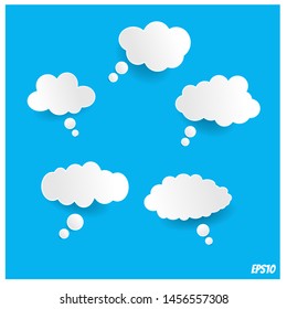 Bevel thought bubble on blue background.vector ilustration