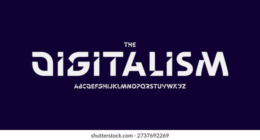 Beveled cutout alphabet, bold sharp geometric tech font for AI app logo, cyber sport headline, modern corporate display typographic design, innovate architectural interface typography. Vector typeset