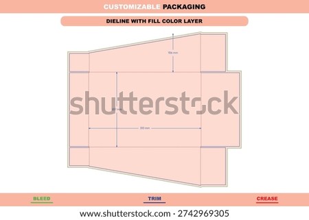 Beveled display box folding carton dieline template custom dimensions for retail display stand packaging trendy structure detailed customizable professional die line