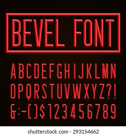 Beveled narrow block letters, numbers and punctuation marks. Stock vector for your headlines, posters etc.
