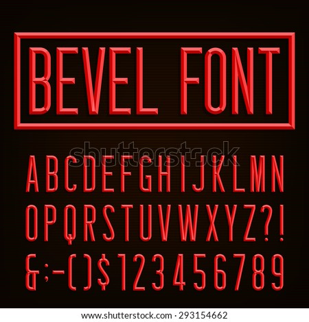 Beveled narrow block letters, numbers and punctuation marks. Stock vector for your headlines, posters etc.
