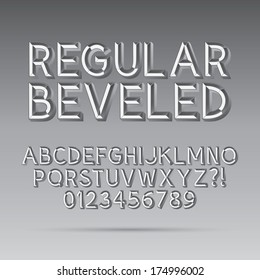 Beveled Outline Font and Digit, Eps 10 Vector, Editable for any Background