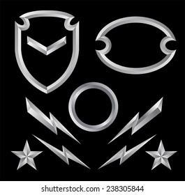 Beveled shield crest emblem element set 1