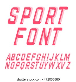 Beveled sport style font. Vector illustration typeface.