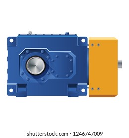 bevel-helical gearbox with cooling. vector illustration. for catalogs