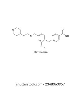 Estructura molecular esquelética plana de Bevenopran μ antagonistas de los receptores opioides fármaco utilizado en el tratamiento del estreñimiento. Ilustración vectorial.