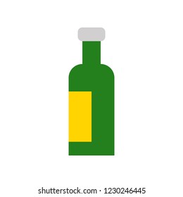 beverage or alcohol glass bottle processed food flat design icon.