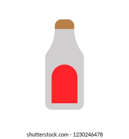 beverage or alcohol glass bottle 
 processed food flat design icon.