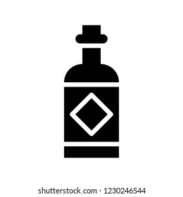 beverage or alcohol glass bottle processed food solid design icon.