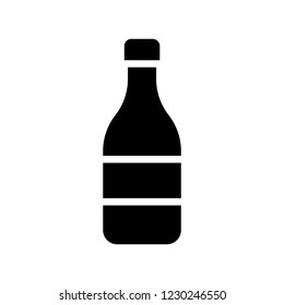 beverage or alcohol glass bottle processed food solid design icon.
