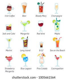 beverage alcoholic cocktail vector collection set