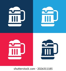 Beverage blue and red four color minimal icon set