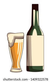 beverage bottle and beer icon cartoon
