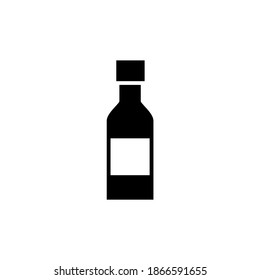 beverage bottle, drink icon, symbol in solid black flat shape, isolated on white background
