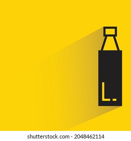 beverage bottle icon with shadow on yellow background