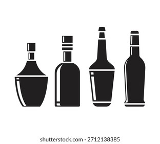 beverage bottle icons set vector
