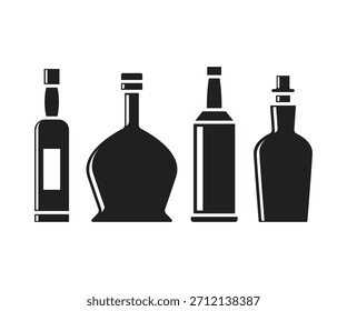 beverage bottle icons set vector