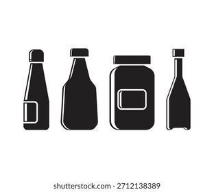 beverage bottle icons set vector