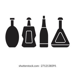 beverage bottle icons set vector