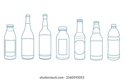 Beverage bottle outline vector illustration. Suitable for softdrink and beverage industry design element.