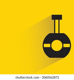 beverage bottle with shadow on yellow background