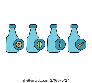 beverage bottle and user interface icons set
