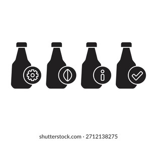 Conjunto de iconos de botella de bebida e interfaz de usuario