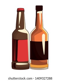 beverage bottles icon cartoon vector illustration graphic design