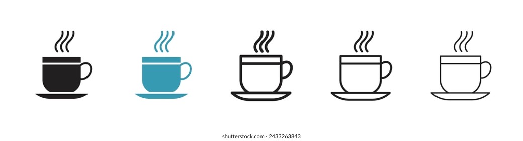 Beverage Break Vector Icon Set. A.M. Energizer vector symbol for UI design.