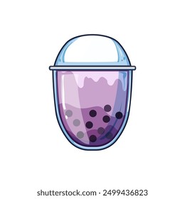 beverage bubble tea cartoon. ice asian, cup black, liquid cola beverage bubble tea sign. isolated symbol vector illustration
