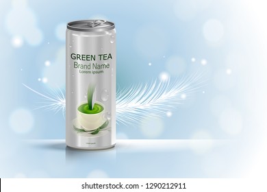 Beverage in can with blue background, Package and drink product poster