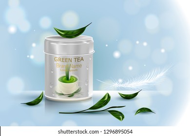 Beverage in can with blue background, Package and drink product poster