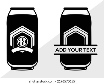 Beverage Can Monogram SVG Printable Vector Illustration