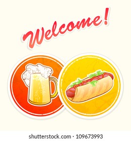 Beverage Coaster with Beer and Hot Dog