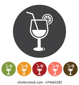 Beverage, cocktail drink icons. Vector illustration.
