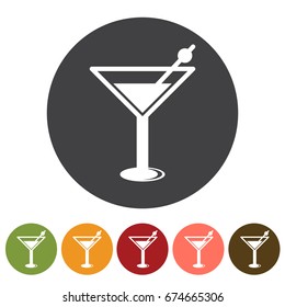 Beverage, cocktail drink icons. Vector illustration.
