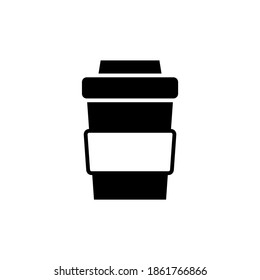 beverage, coffee cup, tea icon, symbol in solid black flat shape, isolated on white background