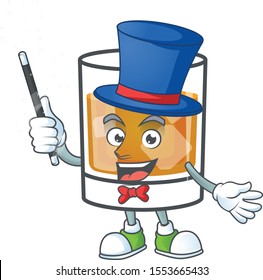 Beverage cold whiskey cartoon character isolated magician.