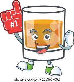 Beverage cold whiskey cartoon character isolated foam finger.