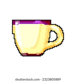 taza de bebida vectorial retro de arte de píxel de juego de cerámica. cerámica de taza de bebida bit. ilustración vintage antigua