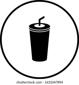 beverage cup with drinking straw symbol