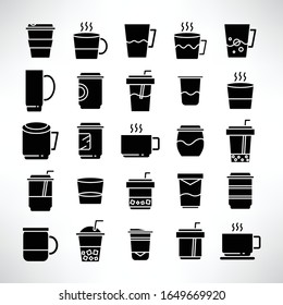 beverage cup, tea and coffee icons set