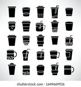 beverage cup, tea and coffee icons set