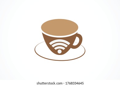 beverage cup wireless internet signal logo